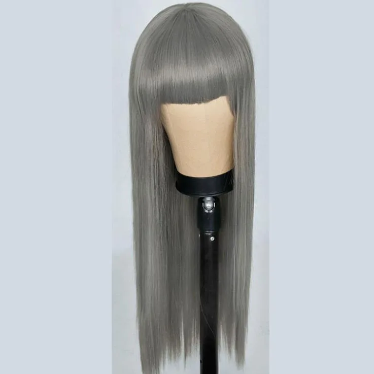 Creative Long Straight Hair For Women, Designed Wigs In Various Colors For Daily Use, With Neat And Natural Bangs