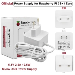 Raspberry Pi Zero 2 W Power Supply Official 5.1V 2.5A US UK EU Plug Charger Micro USB Power Adapter for Raspberry Pi 3B 3B+ 2B