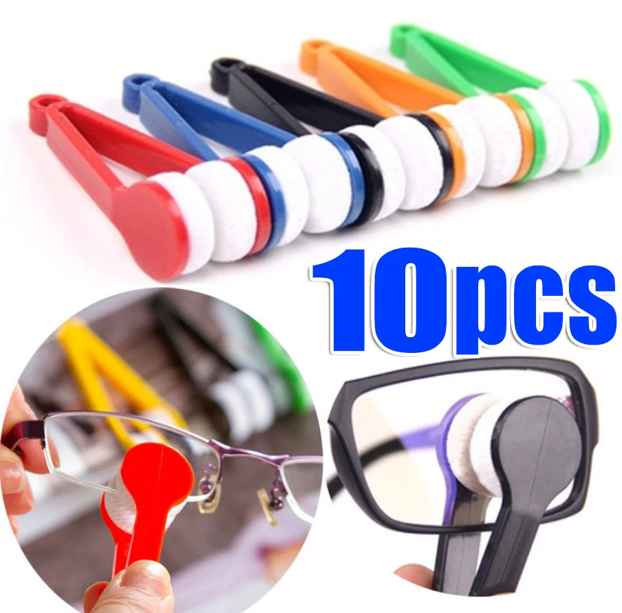 10-1pcs Portable Multifunctional Glasses Cleaning Rub Eyeglass Sunglasses Spectacles Microfiber Cleaning Brushes Wiping Tools