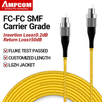 AMPCOM Fiber Cable FC to FC Single Mode Fiber Optic Patch Cable Simplex UPC 9/125μm, OS1/2 SMF 1/2/3/5/10/15 Meters LSZH OFNR