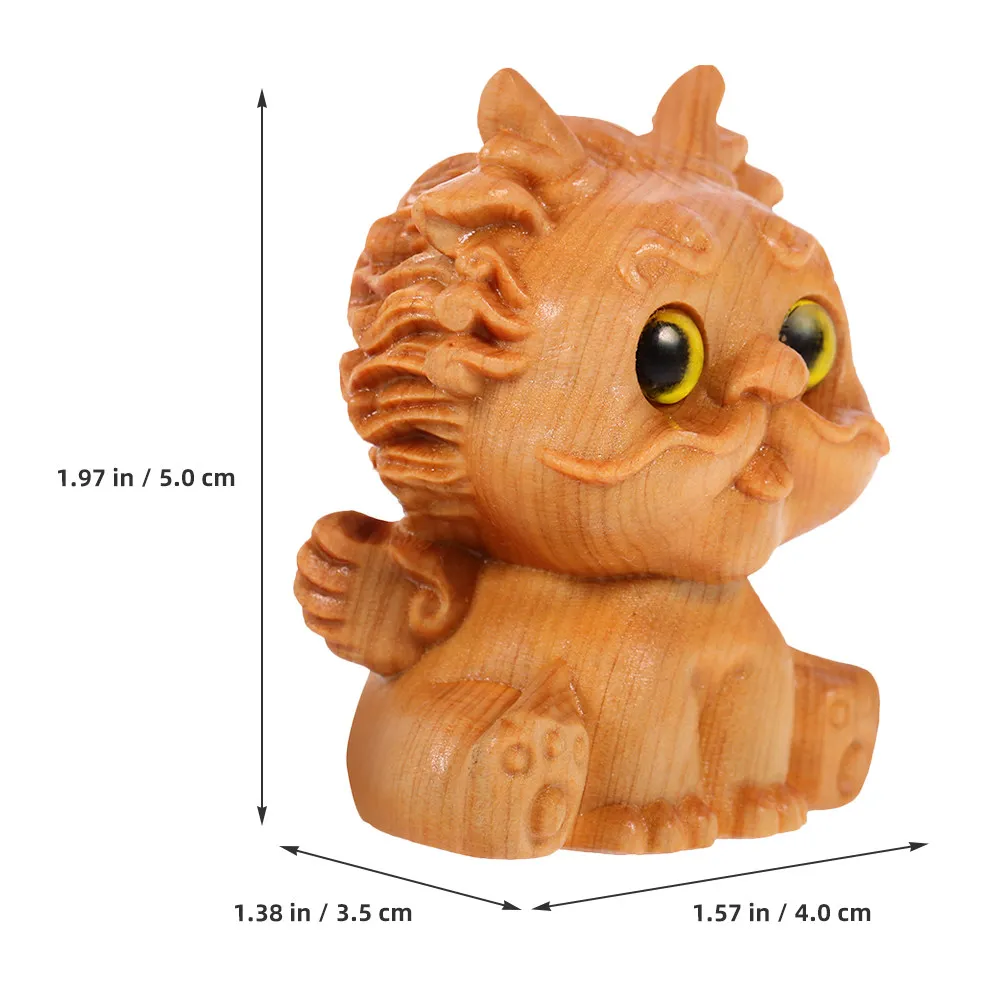 2Pcs Wood Carved Statue Auspicious Animal Ornament for Bedroom Office Study Table Window Door Farmhouse Rustic Modern