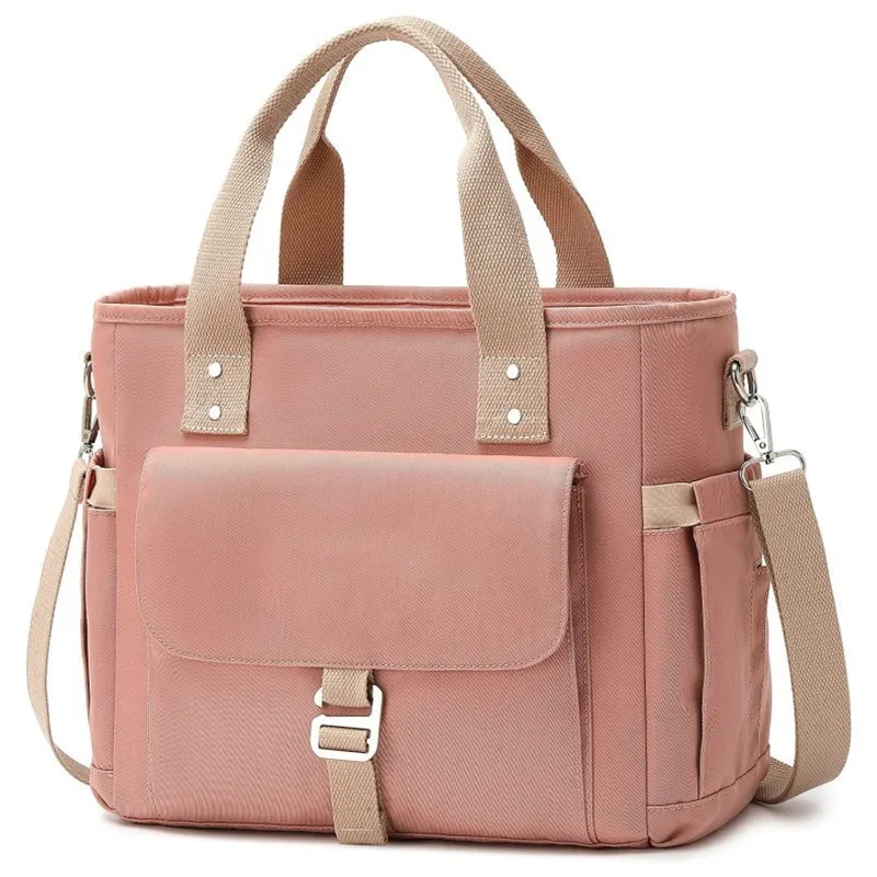 Women's Fashionable Large Capacity Multi-Pocket Tote Bag Work Lunch Bag Insulated Cooler Wide Opening Handbag