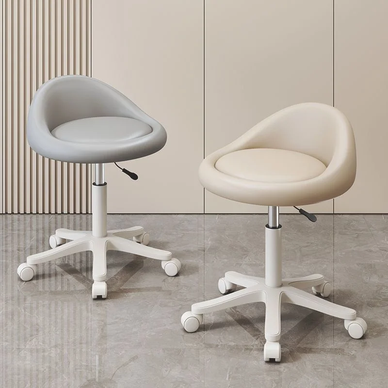 #¥Simple 360° rotation High Chair With Backrest Simple Beauty Salon Chairs Round Stool Modern Salon