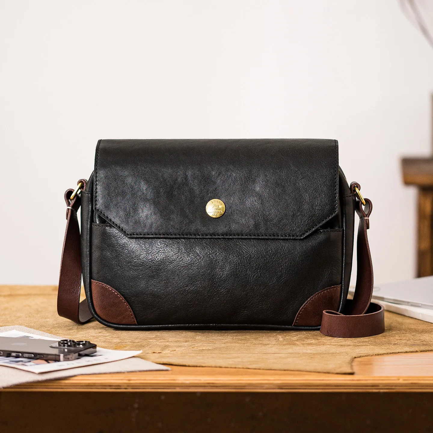 outdoor daily travel luxury high quality first layer cowhide men shoulder bag casual fashion genuine leather black crossbody bag