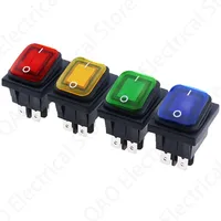 Interruptor basculante KCD4 20A/250V 4 pines DPST IP67 sellado a prueba de agua con LED 12V 24V 110V 220V 30x22