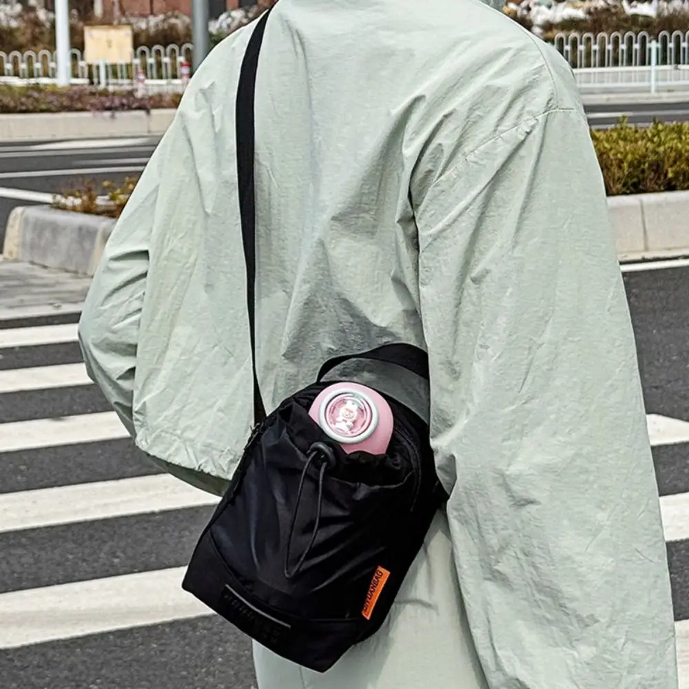 Contrast Color Water Bottle Carrier Bag Front Pocket Waterproof Water Bottle Holder Drawstring Open Top Large Opening