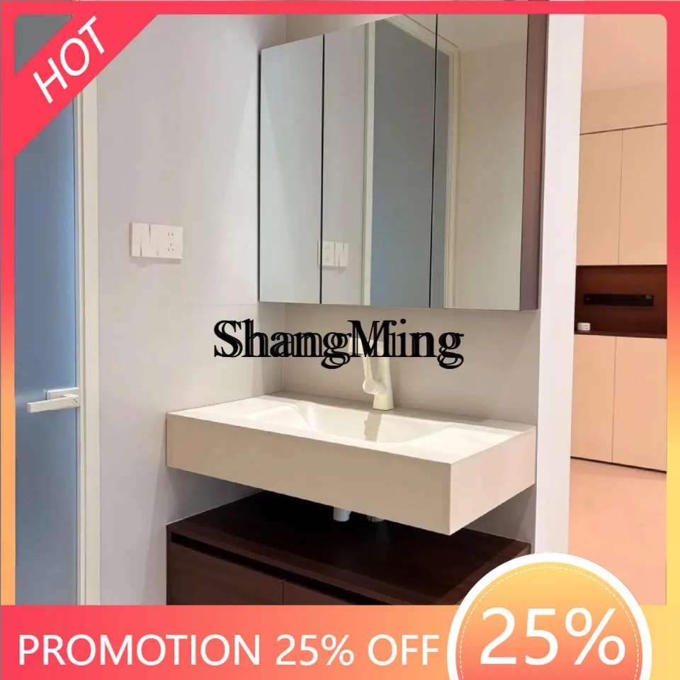 FG Hotel Wind Slate Seamless Ceramic Basin Bathroom Cabinet Toilet Hot Bending Integrated Basin Walnut Washbasin