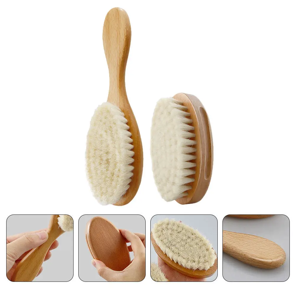 

2Pcs Brush Soft Natural Wool Bristles Gentle on Scalp Hair Detangling Bath Shower Cleaning Hairdressing Brush