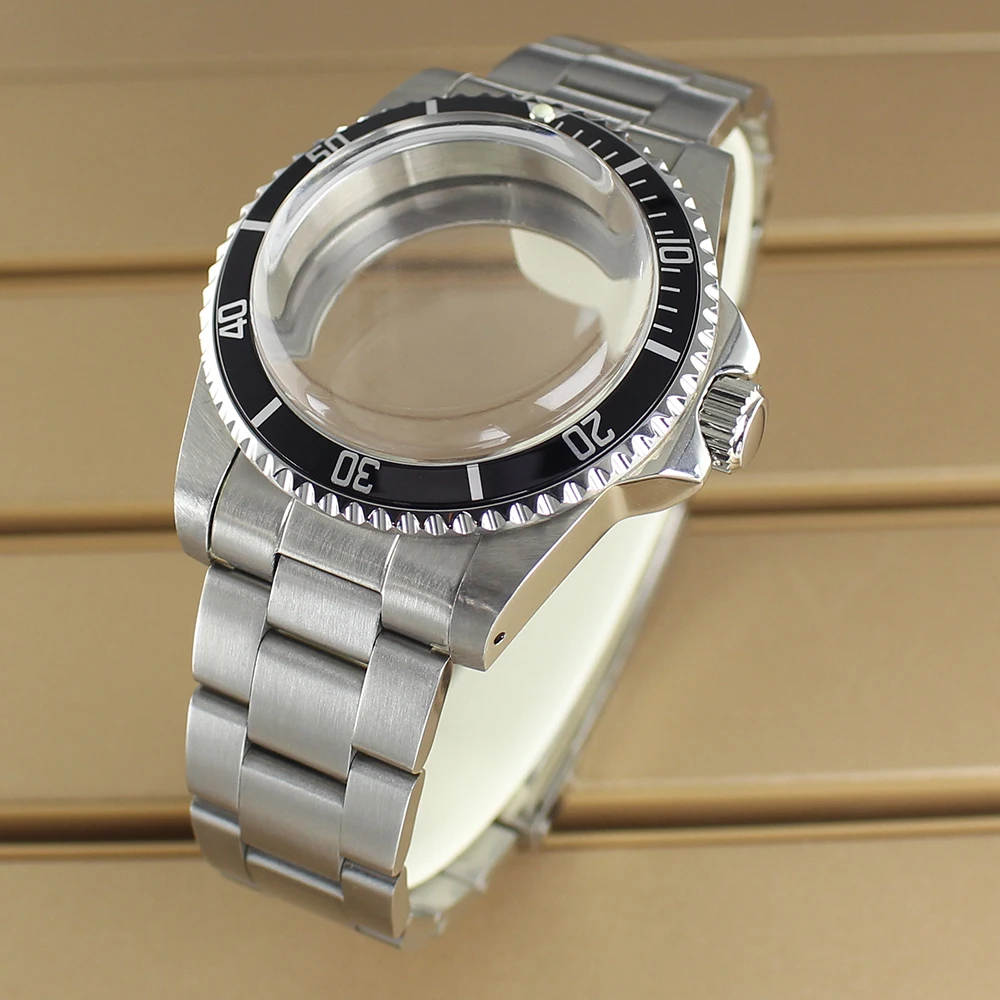 Silver 38MM Vintage Case For NH35 NH36 NH34 NH70 Movement Watch Case Strap Repair parts Dome Acrylic Glass Uni-directional Bezel