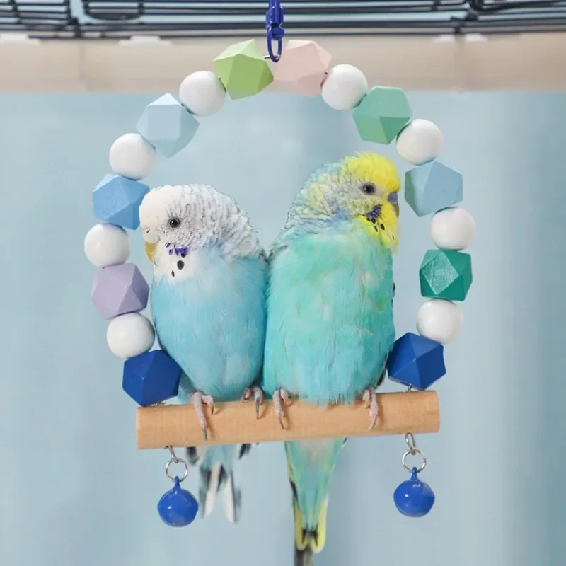 2PCS Bird Parrot Toys Ladders Swing Chewing Toys Hanging Pet Bird Cage Accessories Hammock Swing Toy for Small Parakeets