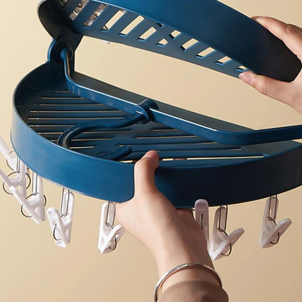 

Round Folding Drying Rack Socks Dryer Hanging Dring Underwear Hanger Clothes Pegs Home Accessories Blue