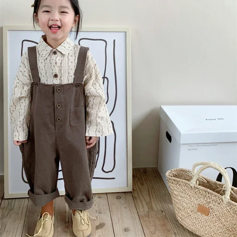 2025Korean Style Pants Bodysuit Toddler Girl Overalls Children Suspenders Jumpsuit for Boys 1 to 6 YearsKids Sleeveless Romper
