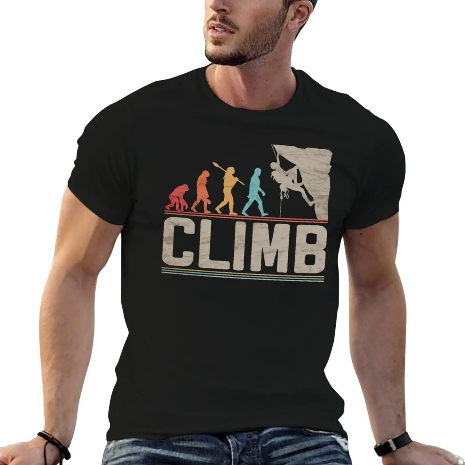 Climb Evolution Climbing Funny Rock Climber Bouldering T-Shirt funny t shirts dark humor t shirt for man T-Shirt