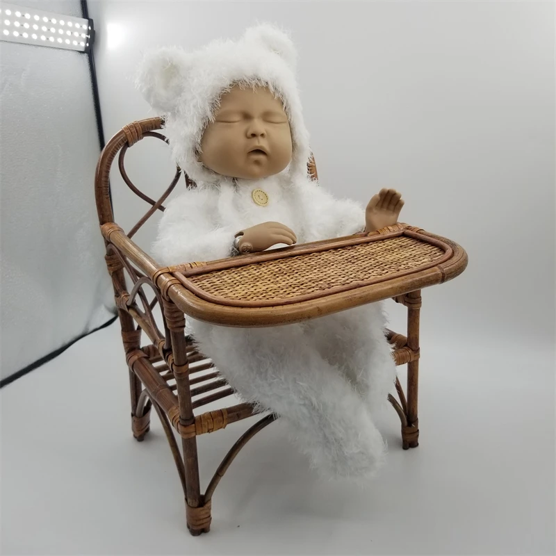 Newborn Photography Props Vintage Bamboo Baby Dining Chair Prop Basket Boy Photography Bed Newborn Photo Posing Prop Baby Crib