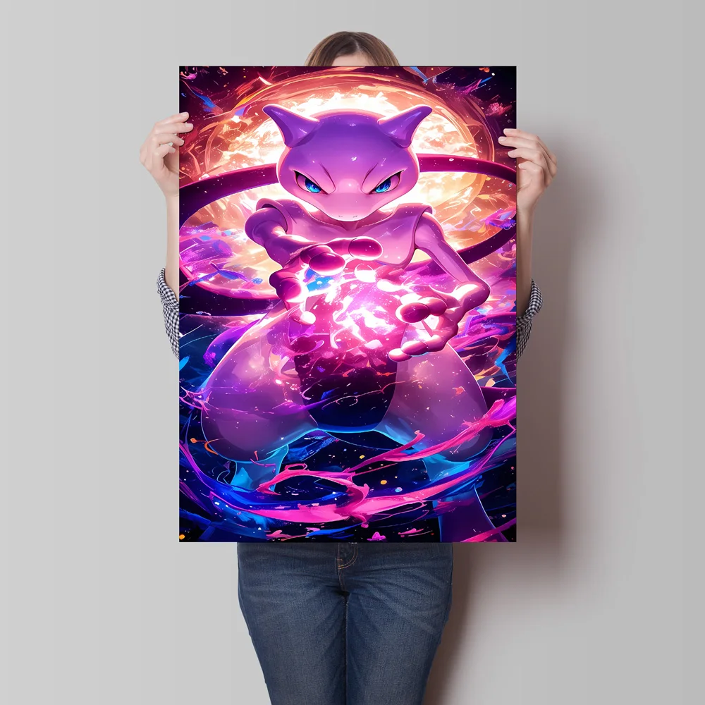 Canvas Painting High Quality Pokemon Mewtwo Espeon Poster Bright and Long Lasting Colors Modern Living Room Decor Gifts Classic