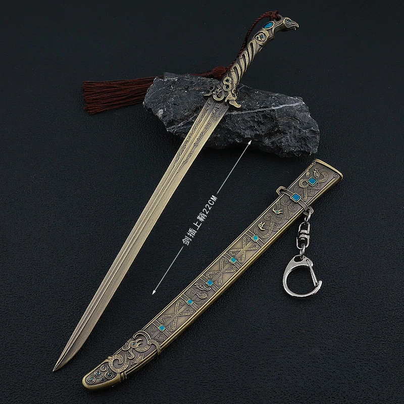 Ancient Weapon The Investiture of The Gods Deng Chanyu Sword Game Peripheral 22cm Metal Bronze Sword Keychains Gifts Toys Boys