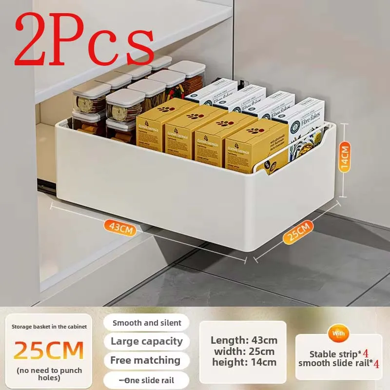 Nieuw keukenopbergrek met schuifrails Uittrekbare keukenlade Type opbergvak Kruidendoos Opbergplank Kasten Organizer
