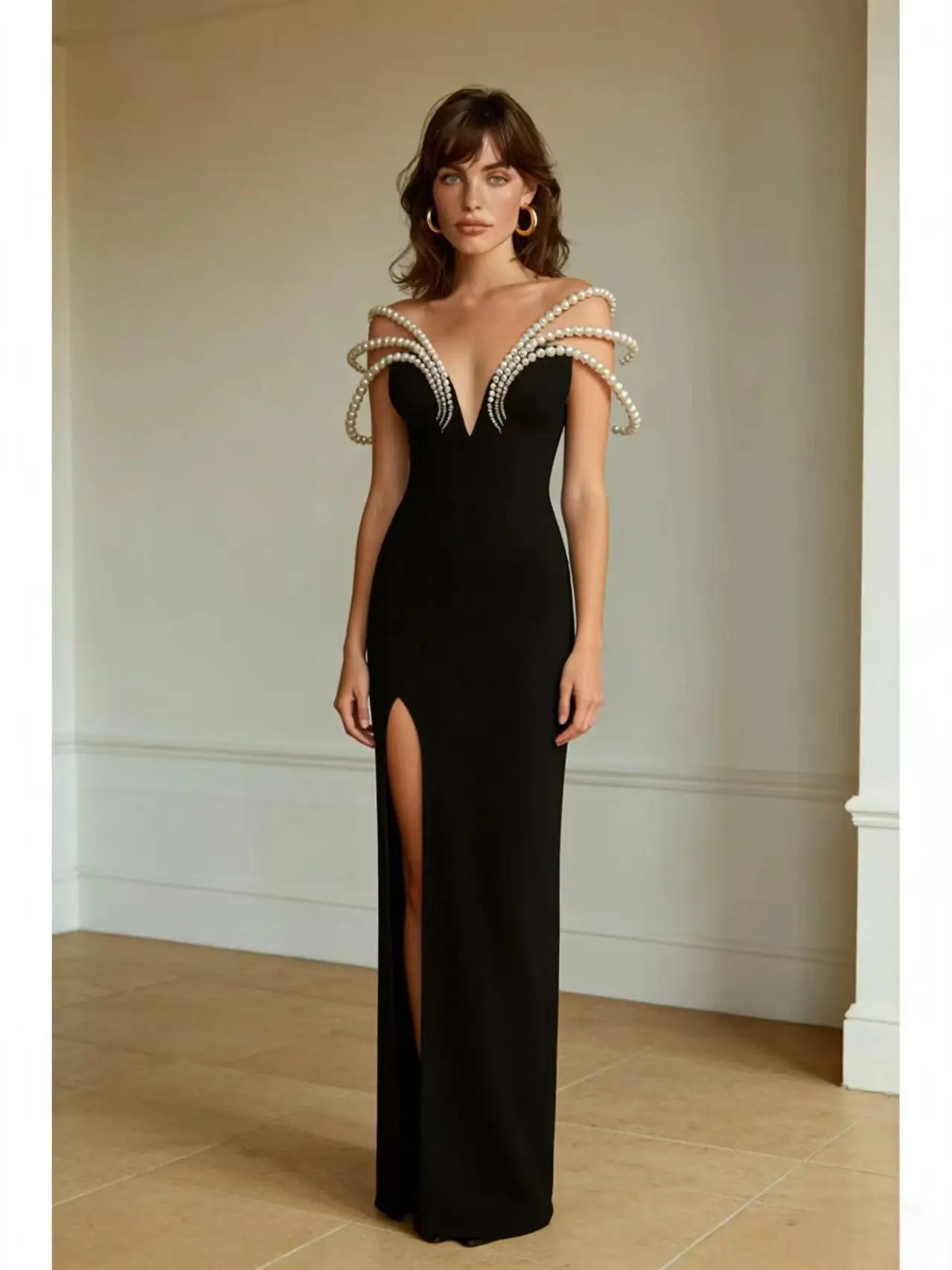 

Роскошное платье-бандо с жемчужной отделкой для женщин: сексуальное, элегантное, для вечеринок и торжественных ужинов