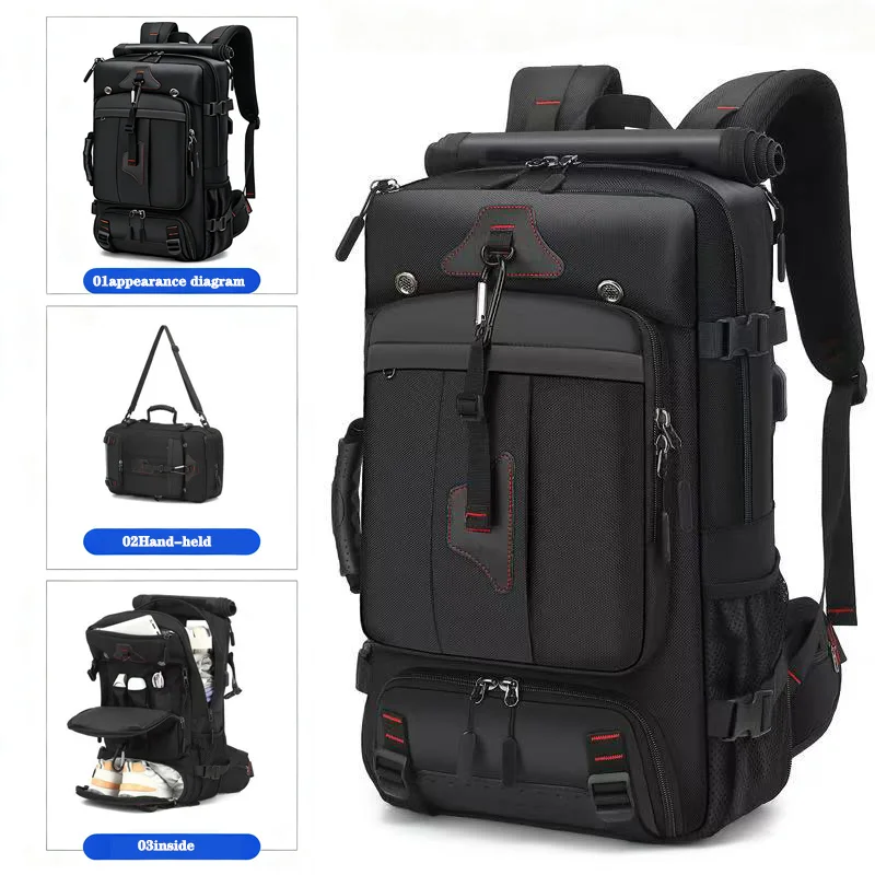 Bolsa de Viaje para Exteriores de 60-80L, Gran Capacidad, Maleta para Portátil de 18 Pulgadas, Mochila Multifuncional Impermeable