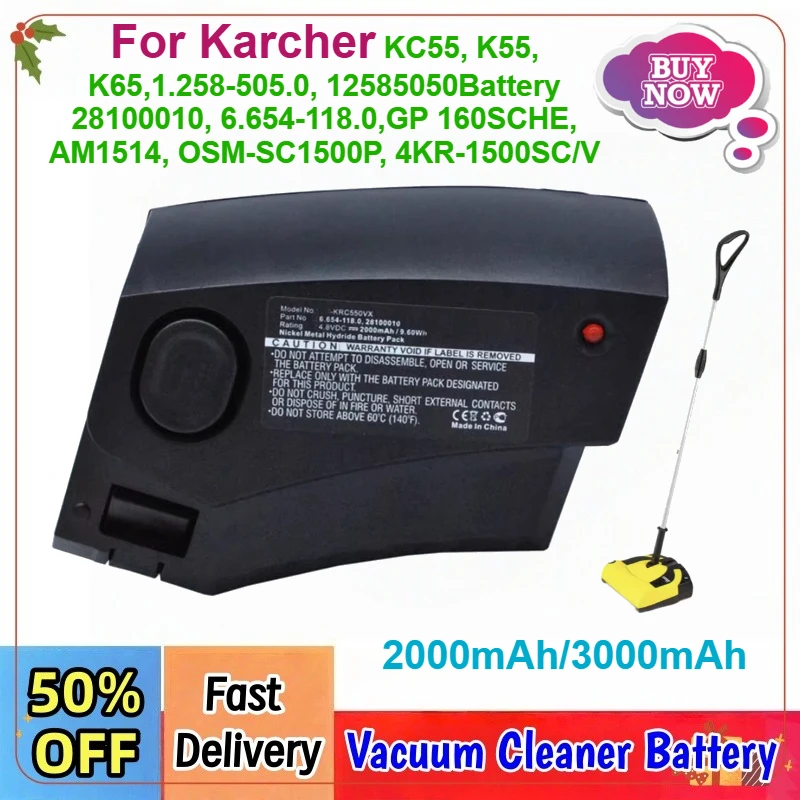 

2.0/3.0Ah for Karcher KC55,K55,K65,1.258-505.0,12585050 Battery 28100010,6.654-118.0,GP 160SCHE,AM1514,OSM-SC1500P,4KR-1500SC/V