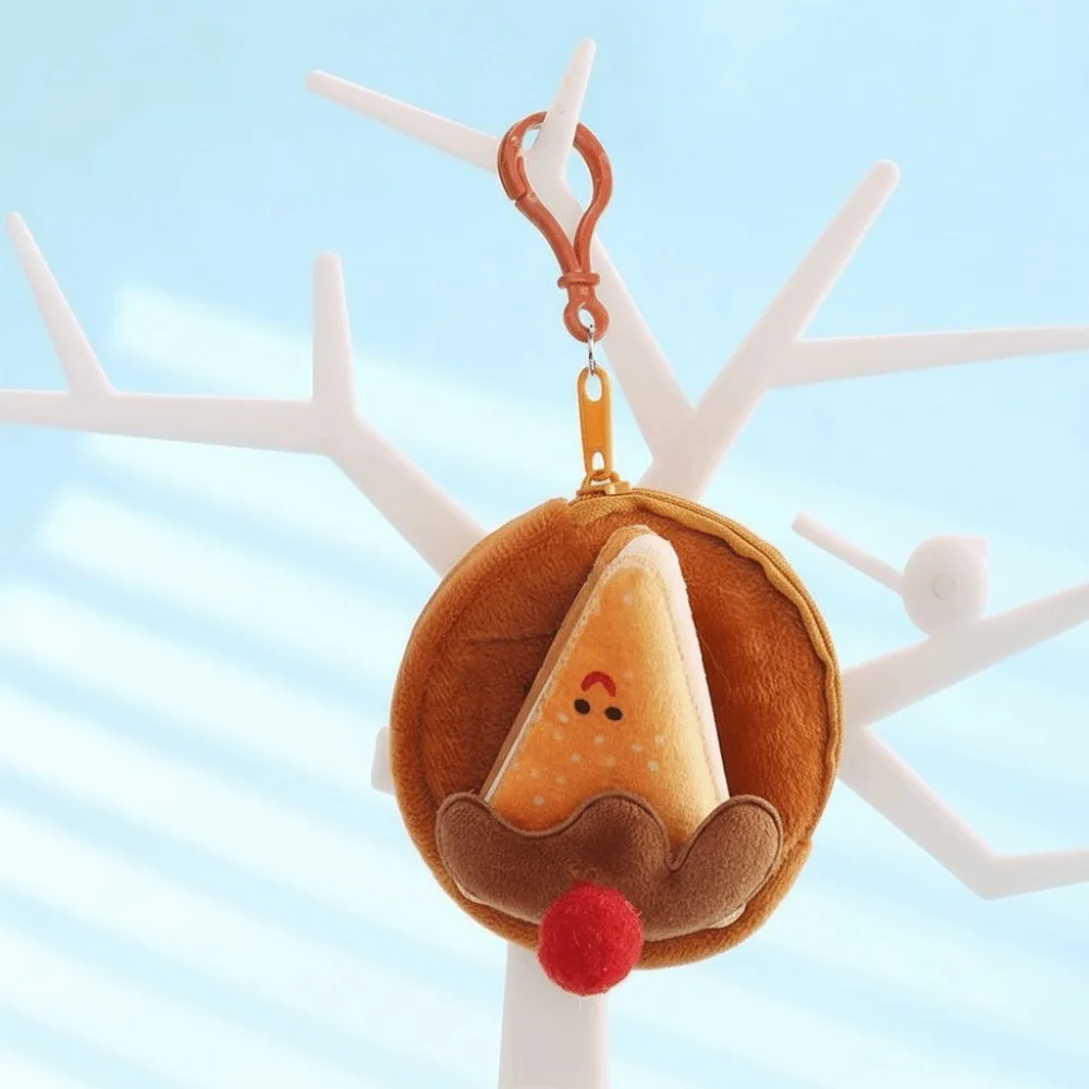 

Милый мини-кошелек на молнии с мультяшным рисунком, портативный круглый кошелек-брелок в виде еды, многофункциональный