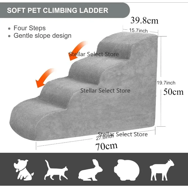 Customizable Soft Foam Small Dog Ramp Ladder Stair Extra Wide Non-Slip Steps for High