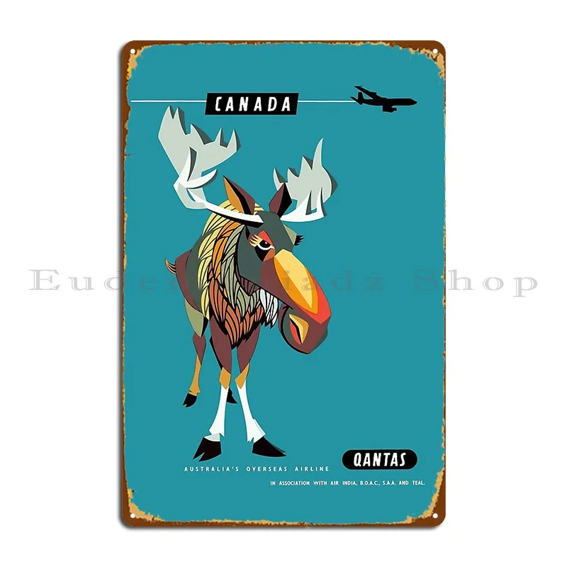 1952 Canada Moose Qantas Airline Poster Metal Plaque Party Plates Cinema Classic Create Party Club Tin Sign Poster