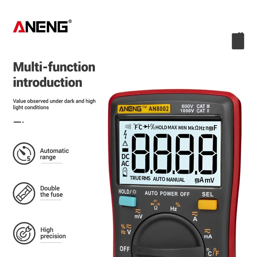 ANENG AN8002 Multímetro Digital 6000 Contagens Multimetro Multitester Digital Profesional Transistor Capacitor Tester lcr esrmeter