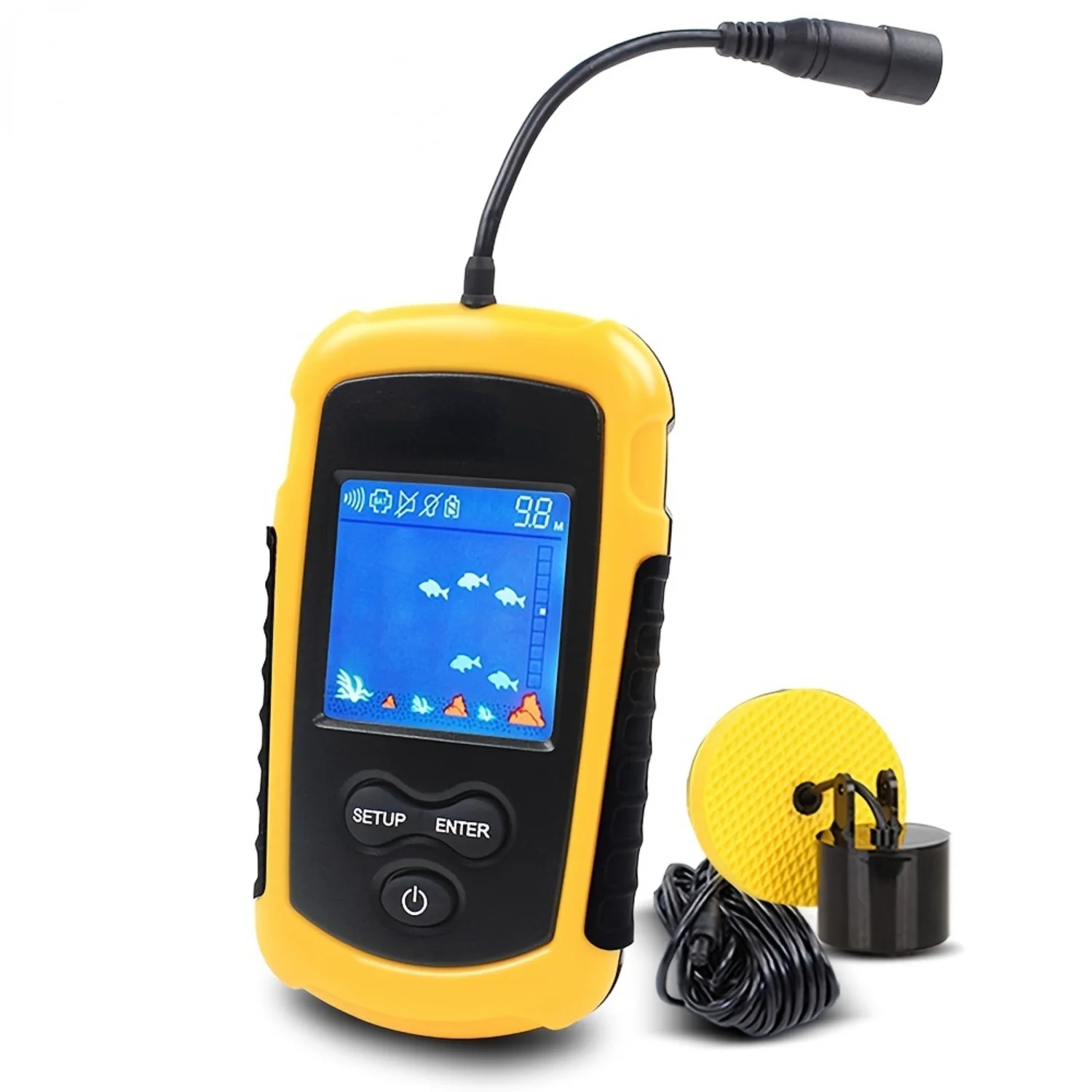 

Portable Fish Finder with Color Display, Alarm, and Transducer - Ideal for Fishing Tackle, Range 0.7m-100m (2.29-328.08in)