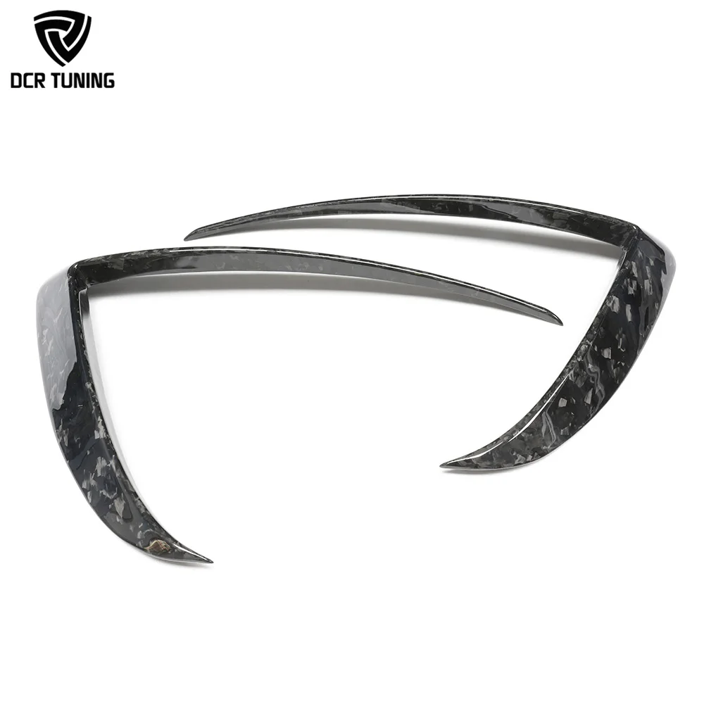 Forged Carbon Fiber Front Fog Canards for Tesla Model X 2022+ Bumper Splitter Dry Carbon Fog Light Frame Overlay Self-adhesive