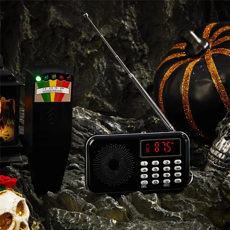 مجموعة معدات مكونة من قطعتين تتضمن مقياس EMF LED للمجال المغناطيسي وجهاز التحقيق الكهرومغناطيسي الخارق