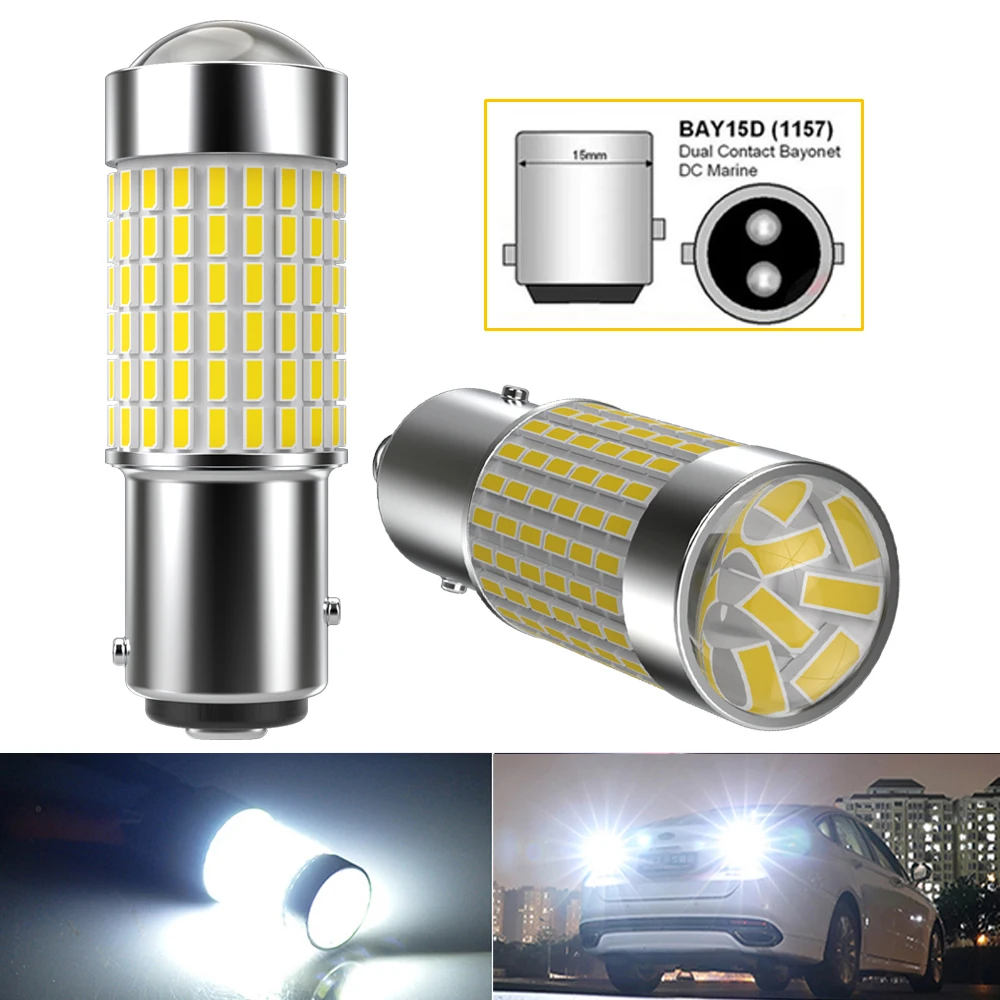 

2pcs P21/5W BAY15D 1157 7528 Led Brake Light Tail Bulb Moto Stop Turn Signal Lamp Car Daytime Running Lights DC 12V 21/5W 24V