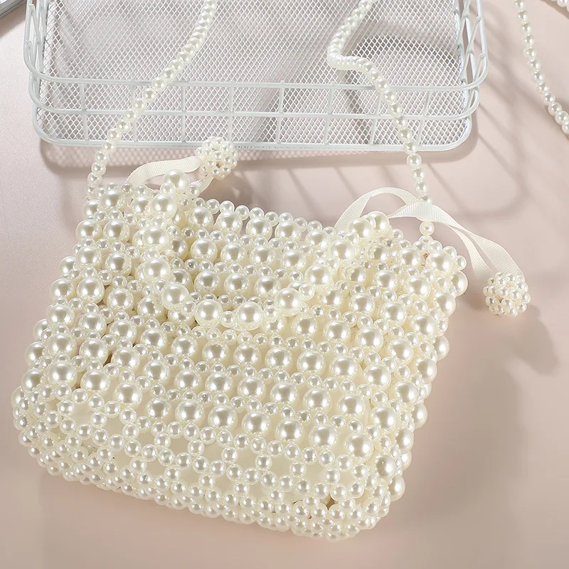 Pearl Beading Handbags Clutches Evening Bag For Women Fashion Creative White Pearl Chain Shoulder Bags Female Crossbody Bag 2023