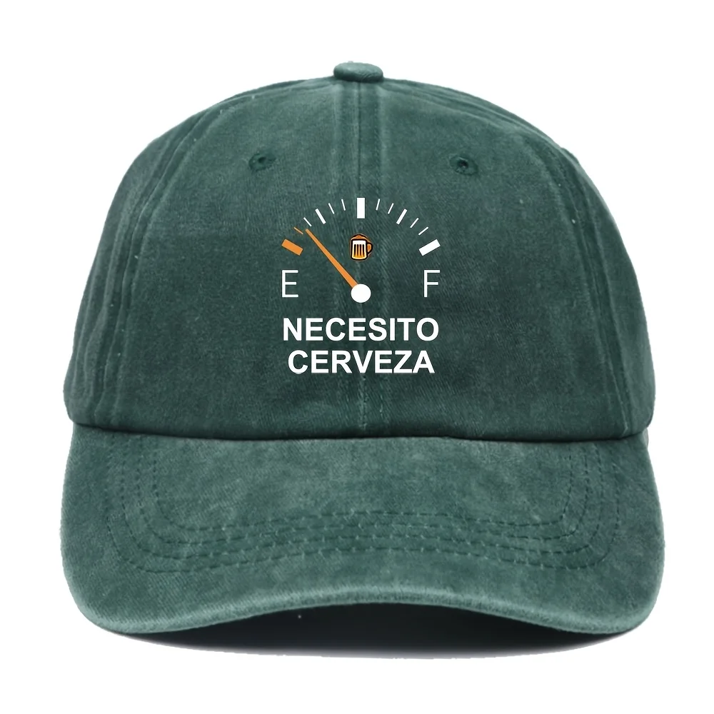 NECESITO CERVEZA pattern printed vintage duckbill cap, fashionable retro curved brim baseball cap, casual outdoor sun hat image 2