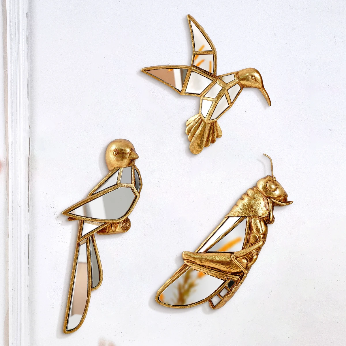 1 Stück, Harzmaterial, Goldener Spatz, Heimdekoration, Wandbehang, Familienfeier, Tierhaus, Kreatives Hängeornament