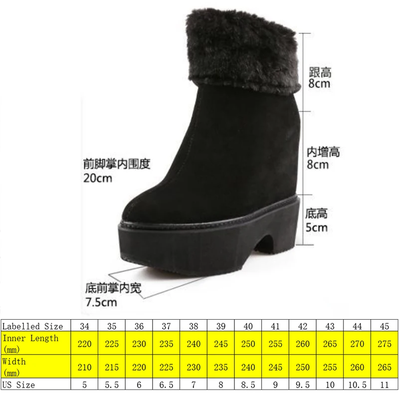 Fujin 13cm 15cm Cow Suede Genuine Leather Women Boots Mid Calf Knee High Platform Boots Wedge Hidden Heels Plush Winter Shoes