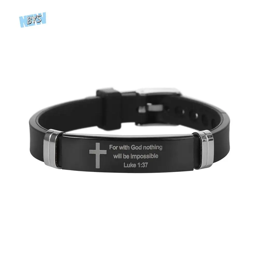 

Cross Design Inspirational Quote Bracelets Silicone Material ID Wristband Family Friendship Bracelet Bible Verse