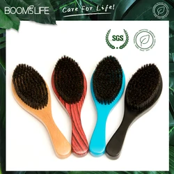 Cepillo Barba 360 Wave Brush For Men Beard Brush Medium Soft Boar bristle Wood Brush Beard Curve Palm Wave Brush Wood Beard Comb