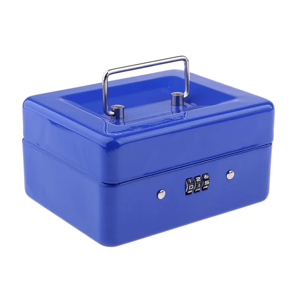 Money Box Metal Lock Boxes Portable 15x12x8 Case Accessories