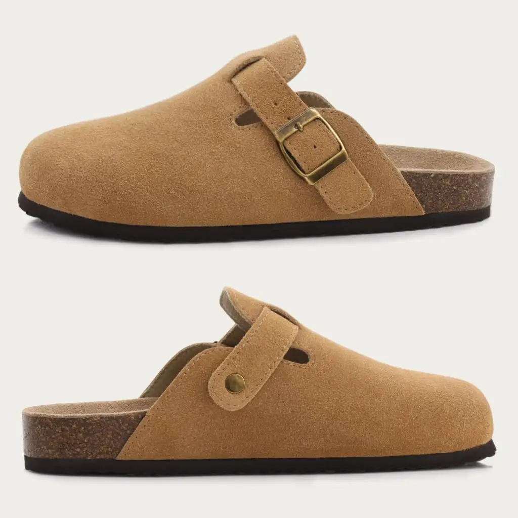Shevalues Wildleder-Clogs für Damen und Herren, Sommer-Kork-Mules, Weiche Fußbett-Sandalen mit Fußgewölbestütze, Neue Freizeitmode, Echte Clogs – Detail 23