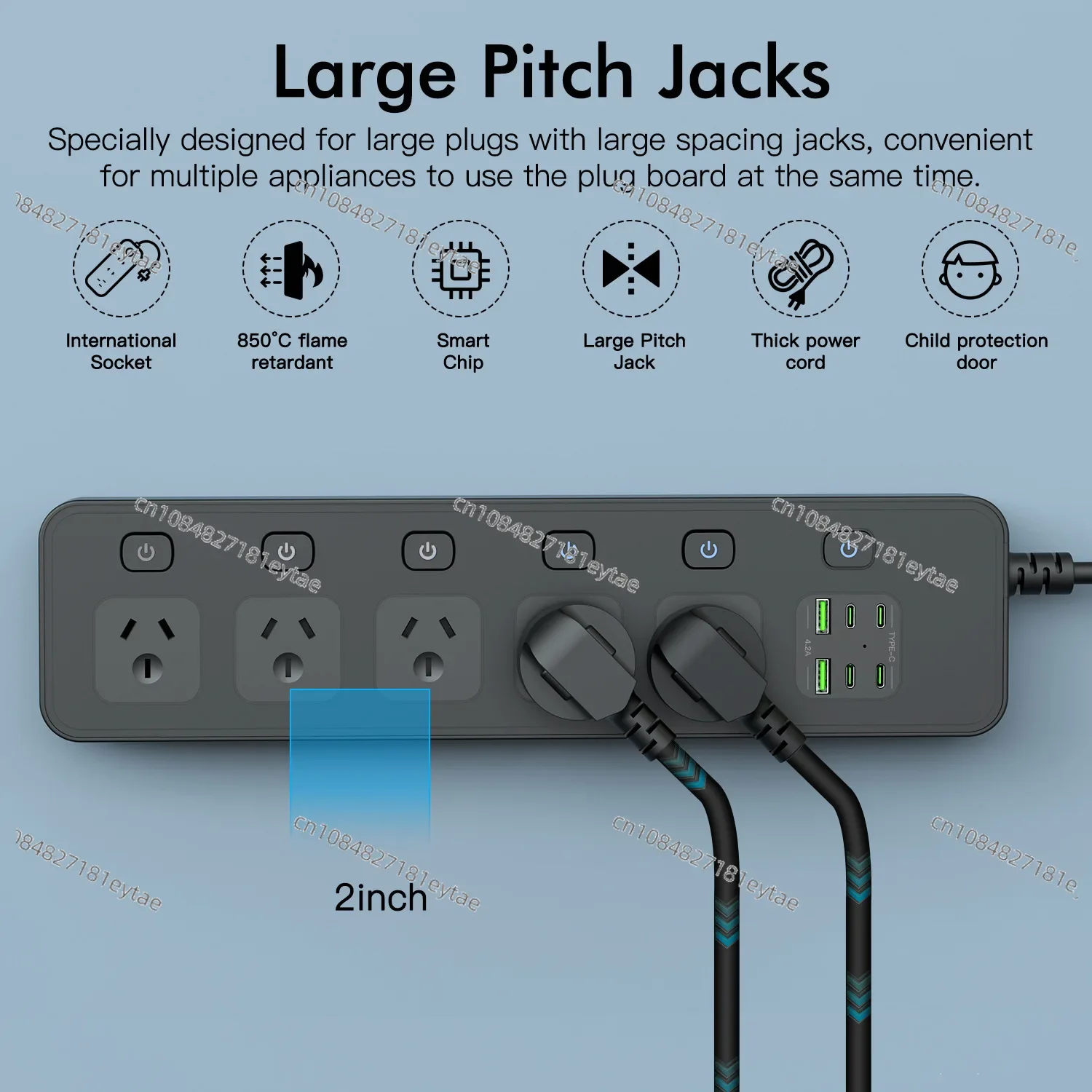 Australian standard special hole extension cable socket 5-position jack independent switch control 4C2U multi-port USB charging