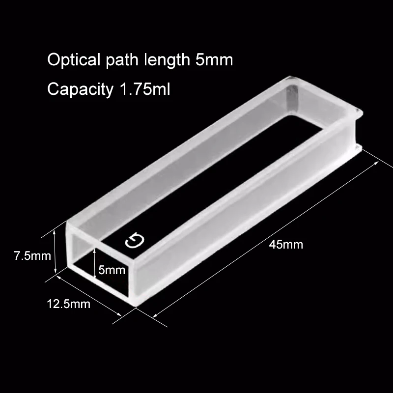 Cubeta de vidrio de 2 piezas, 5mm, 1,75 ml, plato colorimétrico, célula de muestra para espectómetros de luz Visible