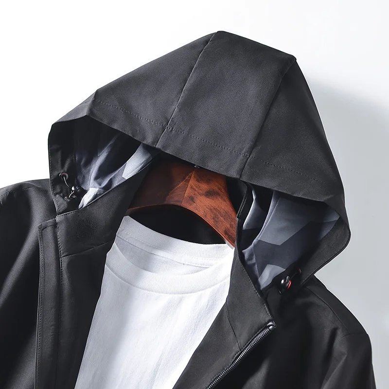 

Men's Faion Urban Laser Cutting Full Prure Glue Zipper Waterproof Jaet Coat Casual Hooded Outerwear Summer Autumn