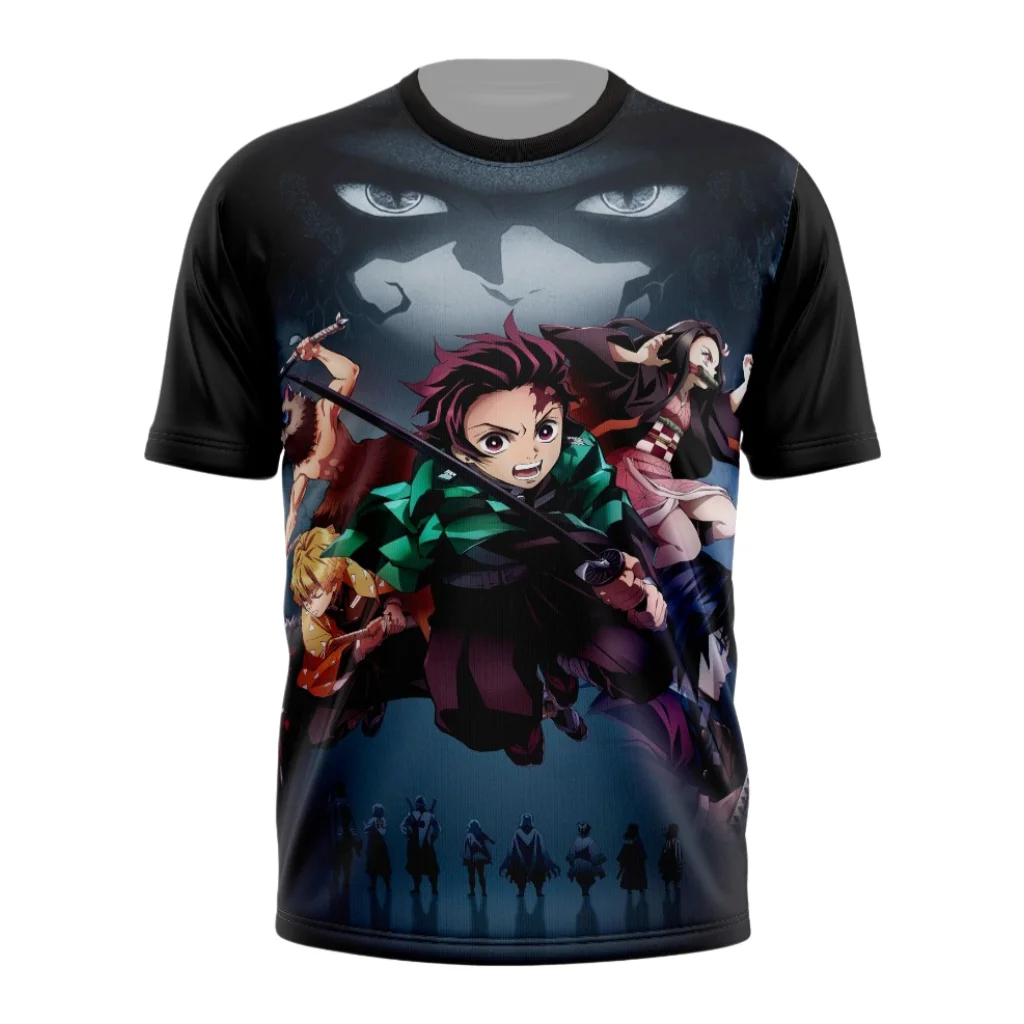 Bandai Demon Slayer: Kimetsu No Yaiba Anime All Over Print Athleisure-T-Shirt für Erwachsene und Kinder, Sommer, schnell trocknend, weich, leicht, bequem – Detail 4