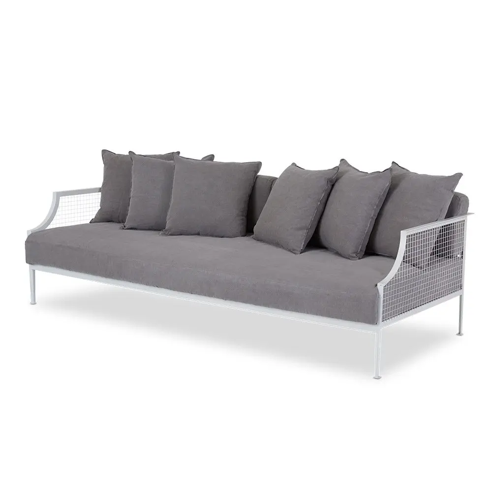 

White Stainless Steel Metal Frame Removable Italian Linen Cushion Sofa