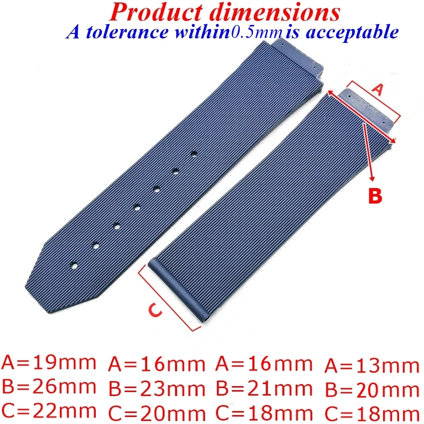 19x26MM 16X21MM13X20MM Silicone Rubber Watch Strap for HUBLOT Classic Fusion Curved End Links Waterproof Replacement Watch Band