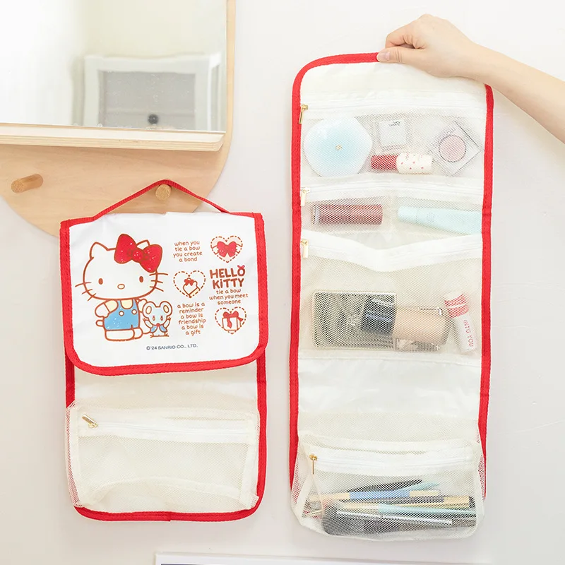 

Sanrio Kuromi Hello Kitty Melody складная косметичка дорожный органайзер для туалетных принадлежностей Kawaii мультфильм для хранения для студентов украшения