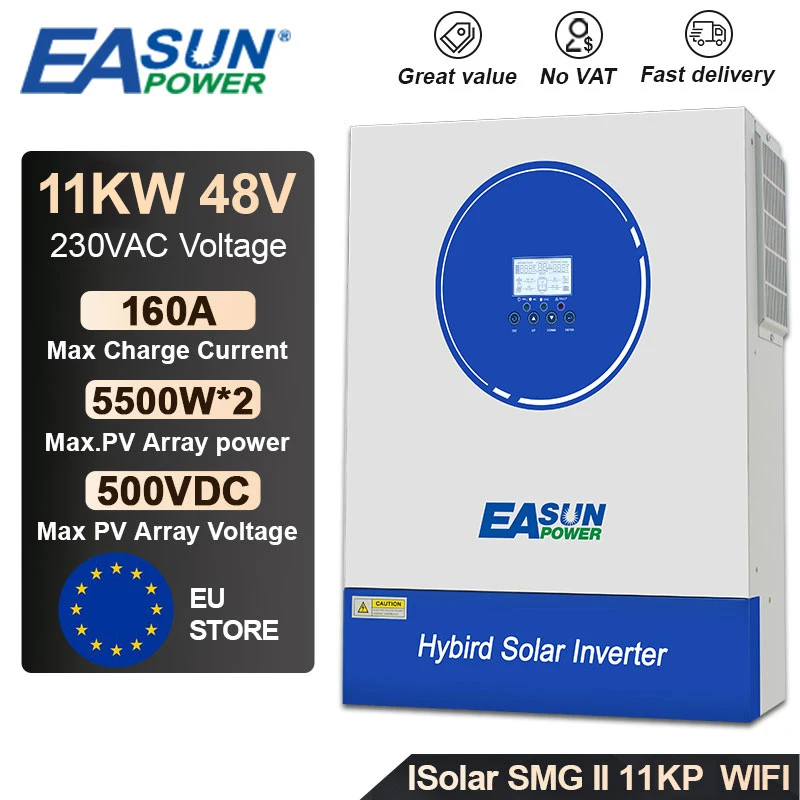 EASUN POWER 11KW Hybrid Solar Inverter 48VDC Inverter Pure Sine Wave 220V Battery Solar Inversor 160A MPPT Controller Converter