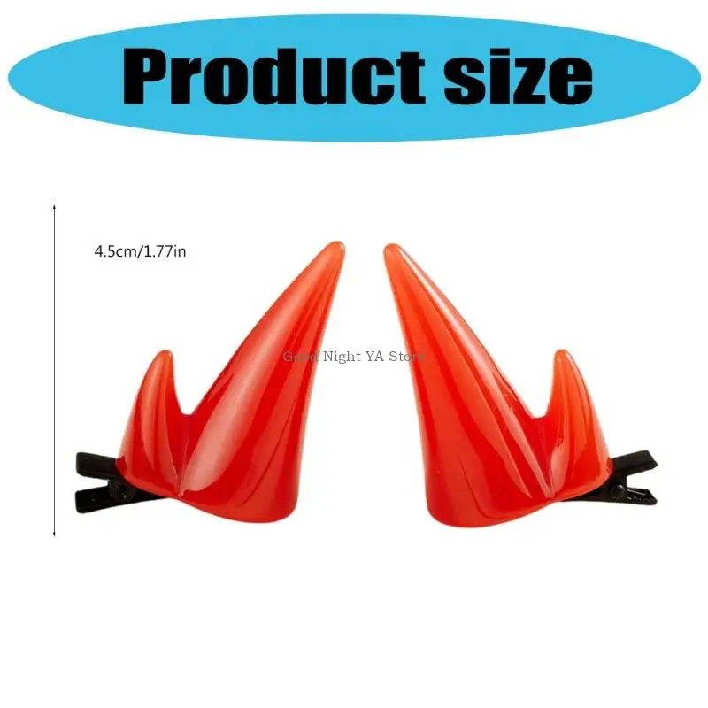 2PCS Gothic Red Devil Hair Clip Costume Accessory For Costumes Parties
