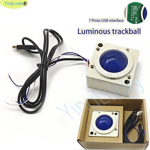 USB Connector Arcade Machine Trackball LED Illuminated 2" Diameter Tracking Ball For Arcade Game Board